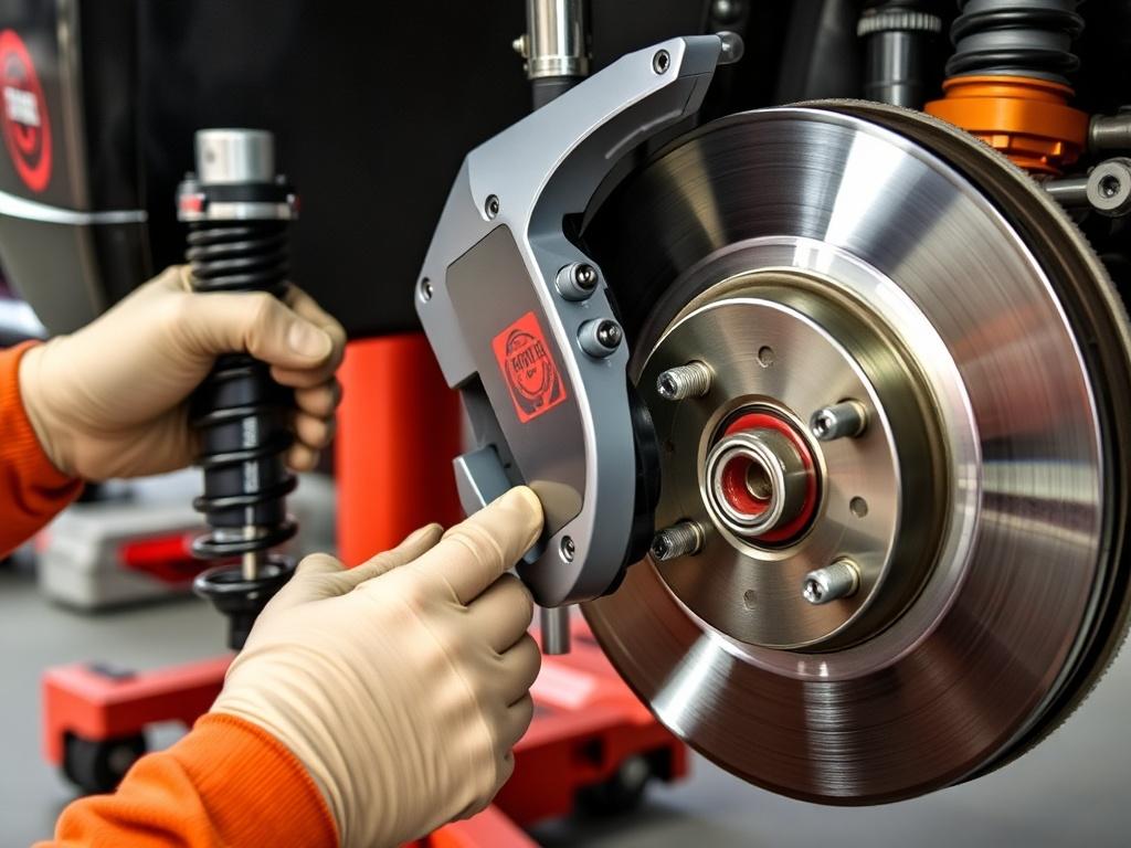 They are testing shock absorbers and brake discs. They are testing shock absorbers and brake discs.фото